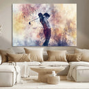 Abstract Watercolor Golf Player Wall Art Canvas Print