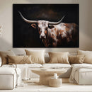 Texas Longhorn Wall Art Canvas Print | Western Ranch Decor |