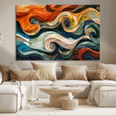 Abstract Wave Wall Art | Ready to Hang Framed Canvas Print |