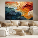 Blue Orange Abstract Wave Wall Art Canvas Print, Framed Blue