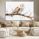 Barn Owl Wall Art on Branch | Stunning Canvas Print for