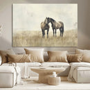 Chines Style Grunge Horses Wall Art Canvas Print