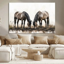 Chines Ink Style Horses Wall Art Canvas Print