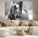 Black and White Horse Winter Wall Art | Ready to Hang and