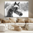 Black Horse Winter Wall Art | Ready to Hang and Framed |