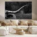 Cow Longhorn Wall Art | Black and White Print | Ready to by MyGreatCanvas | Canvas Wall Art Prints | Photo Prints & Wall Decor
