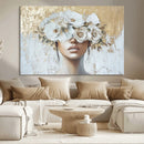 Golden Petal Wall Art - Canvas Print Flower Head Woman