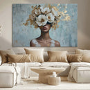 Golden Petal Wall Art - Petal Silhouette Woman Wall Art by MyGreatCanvas | Canvas Wall Art Prints | Photo Prints & Wall Decor