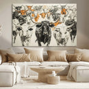 Farmhouse Wall Art | Western Longhorn Cattle Canvas Print | by MyGreatCanvas | Canvas Wall Art Prints | Photo Prints & Wall Decor