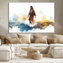 Watercolor Jesus Walking Wall Art Print, Jesus Water Canvas