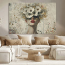 Abstract Floral Women Patel Wall Art Canvas Print