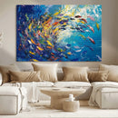 Colorful Swirling Fish School Wall Art Canvas Print |