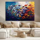 Vibrant Abstract Fish Swarm Art – Colorful Fish Inspired