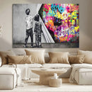 Banksy Print - Street Art Canvas Wall Art - Kids Revealing