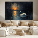Abstract Swan on Water Wall Art Canvas Print - Elegant