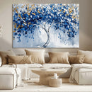 Blue and Gold Abstract Tree Wall Art Canvas Print | Modern