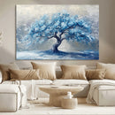 Abstract Blue Tree Art Canvas Print, Majestic Tree Wall Art