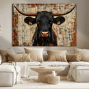 Rustic Texas Artwork Wall Art Canvas Print - Abstract Cow