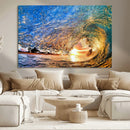 Ocean Wave at Sunset Canvas Wall Art – Vibrant Coastal Beach
