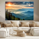 Sunrise Over Mountain Range Wall Art Canvas Print, Farmhouse