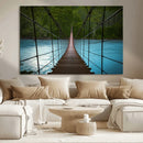 Suspension Bridge Over River Canvas Art | 3-Panel Nature by MyGreatCanvas | Canvas Wall Art Prints | Photo Prints & Wall Decor