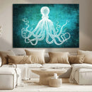 Green Octopus Abstract Wall Art Canvas Print