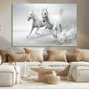 Large Wall Art Canvas Print – Beautiful Running White Horses