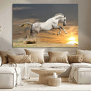 Large Wall Art Canvas Print – White Jumping Horse Sunset by MyGreatCanvas | Canvas Wall Art Prints | Photo Prints & Wall Decor