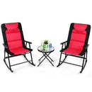 3 Pcs Outdoor Folding Rocking Chair Table Set with Cushion by LJGDeals