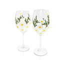 Painted Daisy Wine Glasses by Jersey Art Glass