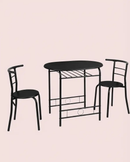 3-Piece Dining Set for 2 – Minimalist Wooden Table + 2 Metal Frame Chairs by 2Dropme