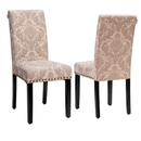 Set of 2 Fabric Upholstered Dining Chairs with Nailhead by LJGDeals