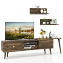 Mid-century Modern TV Stand for TVs up to 85 Inch with Open Compartments-Walnut by LJGDeals
