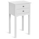Side Table End Accent Table with 2 Drawers-White by LJGDeals