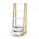 4-Tier Ladder Bookshelf Storage Display with 2 Drawers-White by LJGDeals