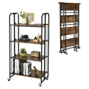 Foldable Rolling Cart with Storage Shelves for Kitchen-4-Tier by DirectDeals