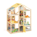 Wooden Dollhouse for Kids Modern Family Pretend Playhouse with Furniture Pieces and Figures-Natural by LJGDeals
