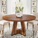 Round Dining Table for 4, 47" Wooden Kitchen Table Farmhouse Dinner Table