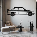 BMW E30 M3 Metal Car Wall Art with Rotating Wheels - Classic M Power Silhouette Decor - Interactive Automotive Wall Art - KAFMEKA100