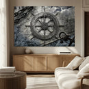 Ship Steering Wheel Vintage Wall Art Canvas Print