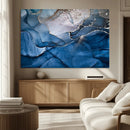 Navy Blue Canvas Art Abstract Print – Elegant Triptych