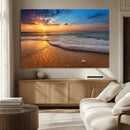 Sunset and Beach at Night Wall Art Canvas Print