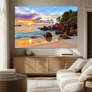 Tropical Island Beach Sunset Canvas Print