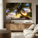Tropical Island Sunset on the Beach Palms Wall Art Canvas by MyGreatCanvas | Canvas Wall Art Prints | Photo Prints & Wall Decor