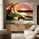 Golden Wave Sunset Triptych Canvas Art, Giclee Canvas Print