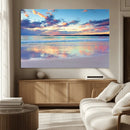 Tranquil Pastel Sunset Beach Triptych Canvas Art, Soothing