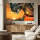 Surf Wave Sunset Canvas Wall Art Print, 3-Panel Ocean by MyGreatCanvas | Canvas Wall Art Prints | Photo Prints & Wall Decor