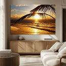 Golden Tropical Beach Sunset Canvas Triptych, Coastal Palm by MyGreatCanvas | Canvas Wall Art Prints | Photo Prints & Wall Decor