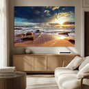 Golden Hour Beach Sunset Canvas Triptych, Ocean Waves and by MyGreatCanvas | Canvas Wall Art Prints | Photo Prints & Wall Decor