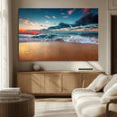 Sunset Ocean Beach Wall Art – Giclee Canvas Print, Coastal